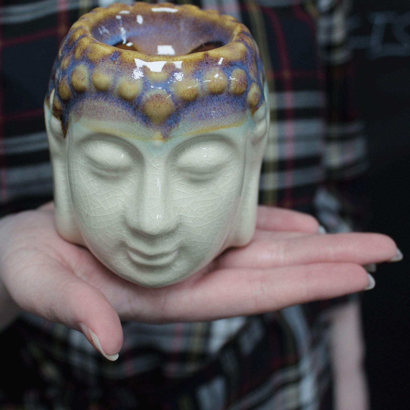 Buddha Oil Burner – Ivory & Mint – oil burner, alternate product view 2