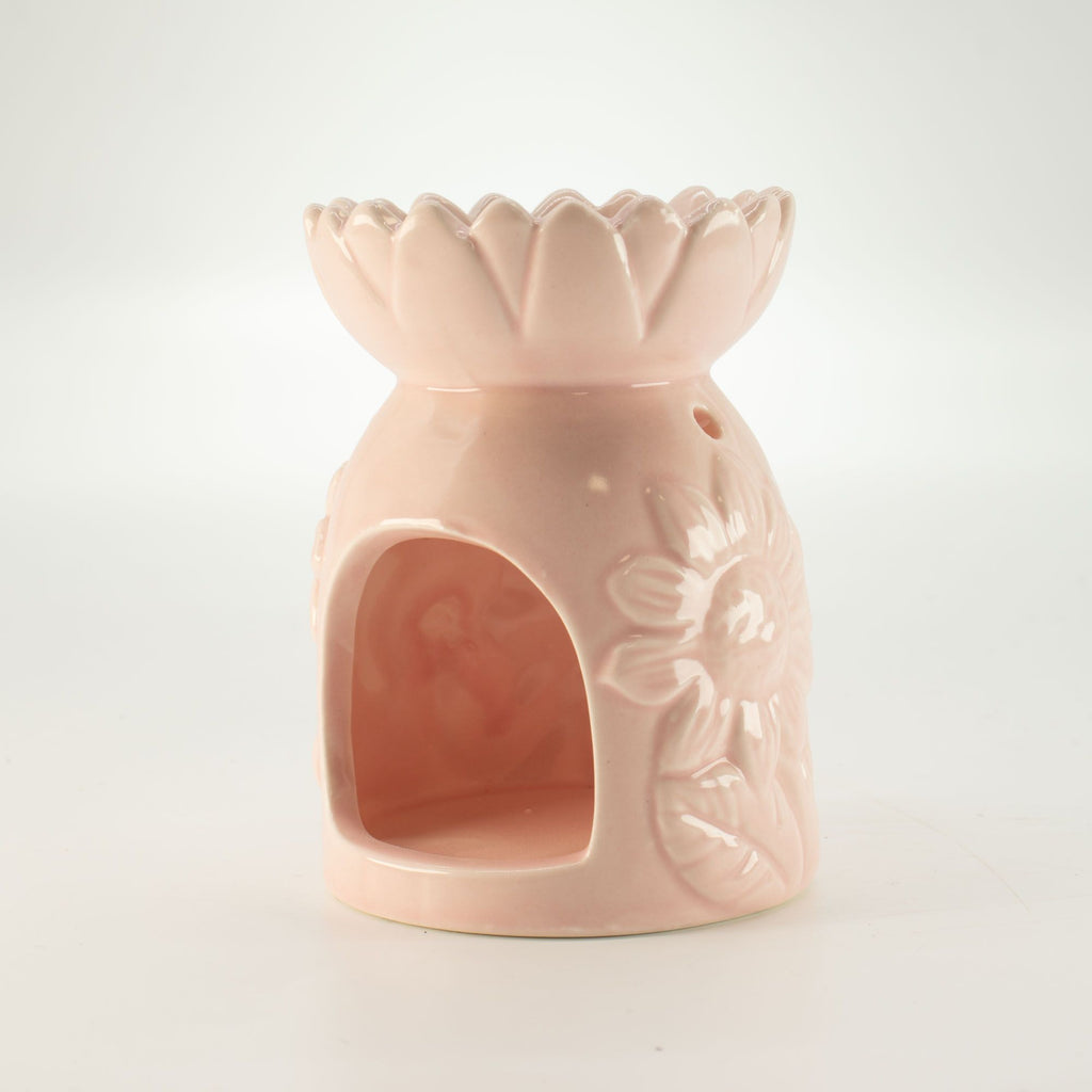 Ceramic Sunflower Oil Burner – Pastel Pink – pink oil burner, alternate product view 3