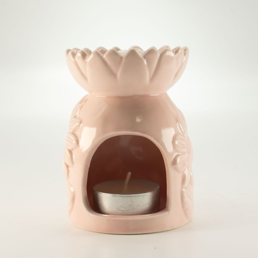 Ceramic Sunflower Oil Burner – Pastel Pink – pink oil burner, alternate product view 4
