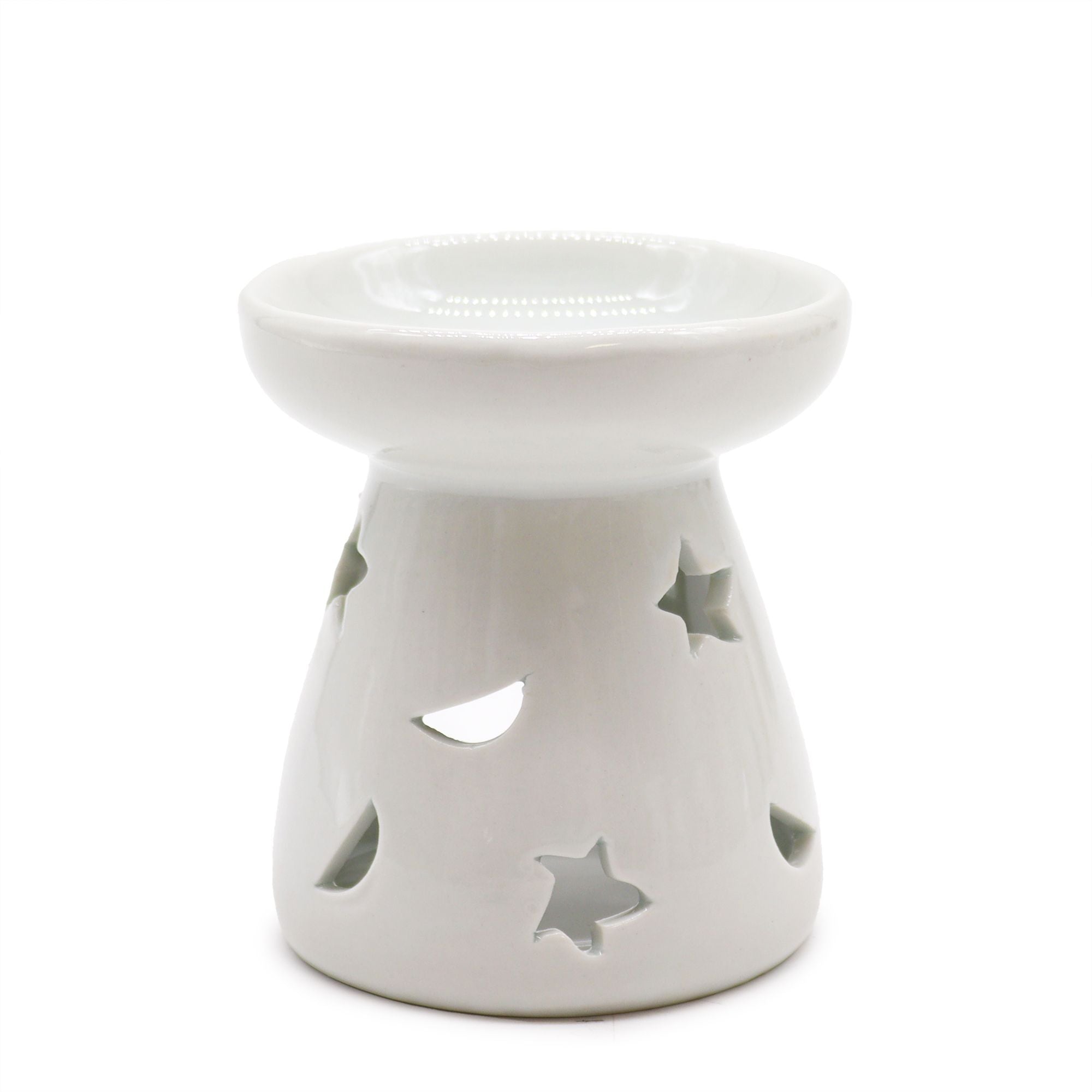 Sm Classic White Oil Burner – Moon & Star – white oil burner, alternate product view 3