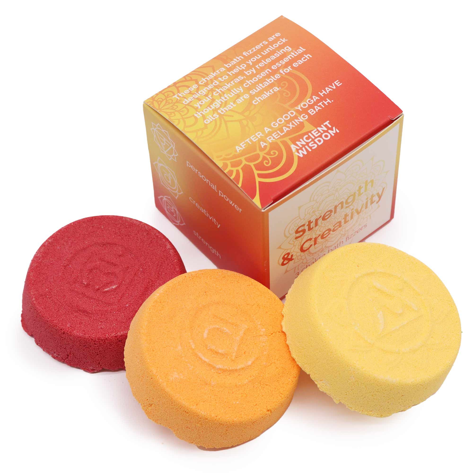 Chakra Bath Fizz – Small box – Strength & Creativity – Bath Bomb – bath bomb, alternate product view 2