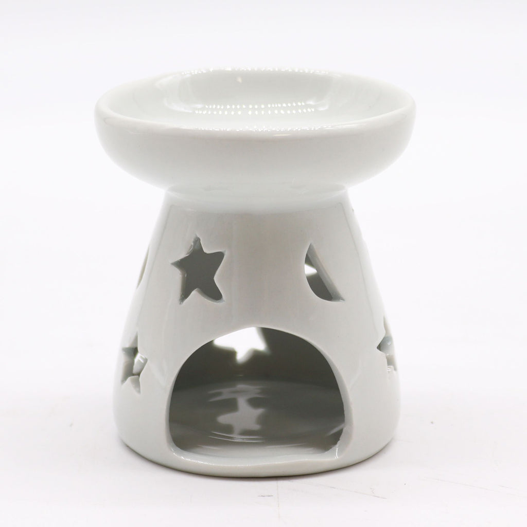 Sm Classic White Oil Burner – Moon & Star – white oil burner, alternate product view 4