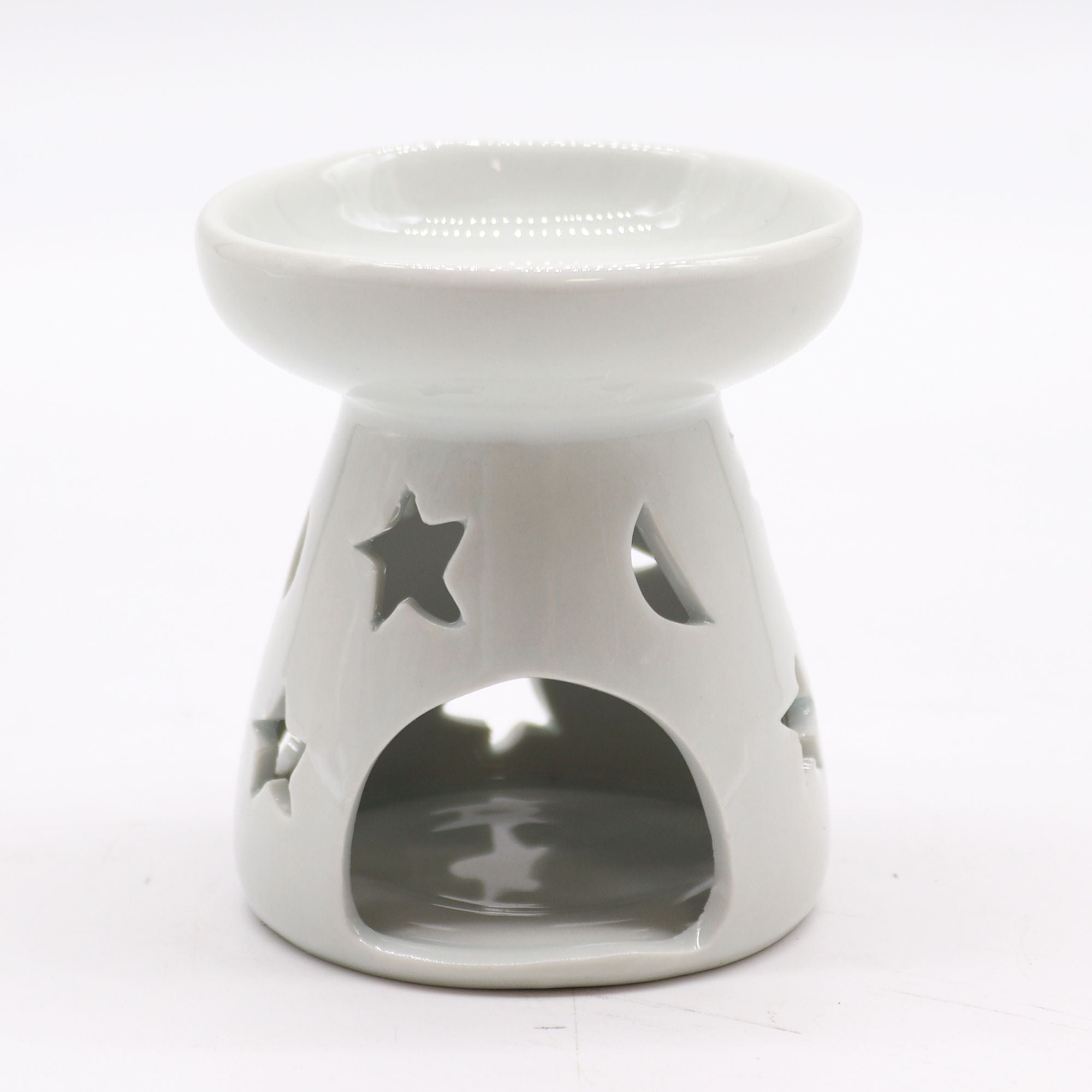 Sm Classic White Oil Burner – Moon & Star – white oil burner, alternate product view 4