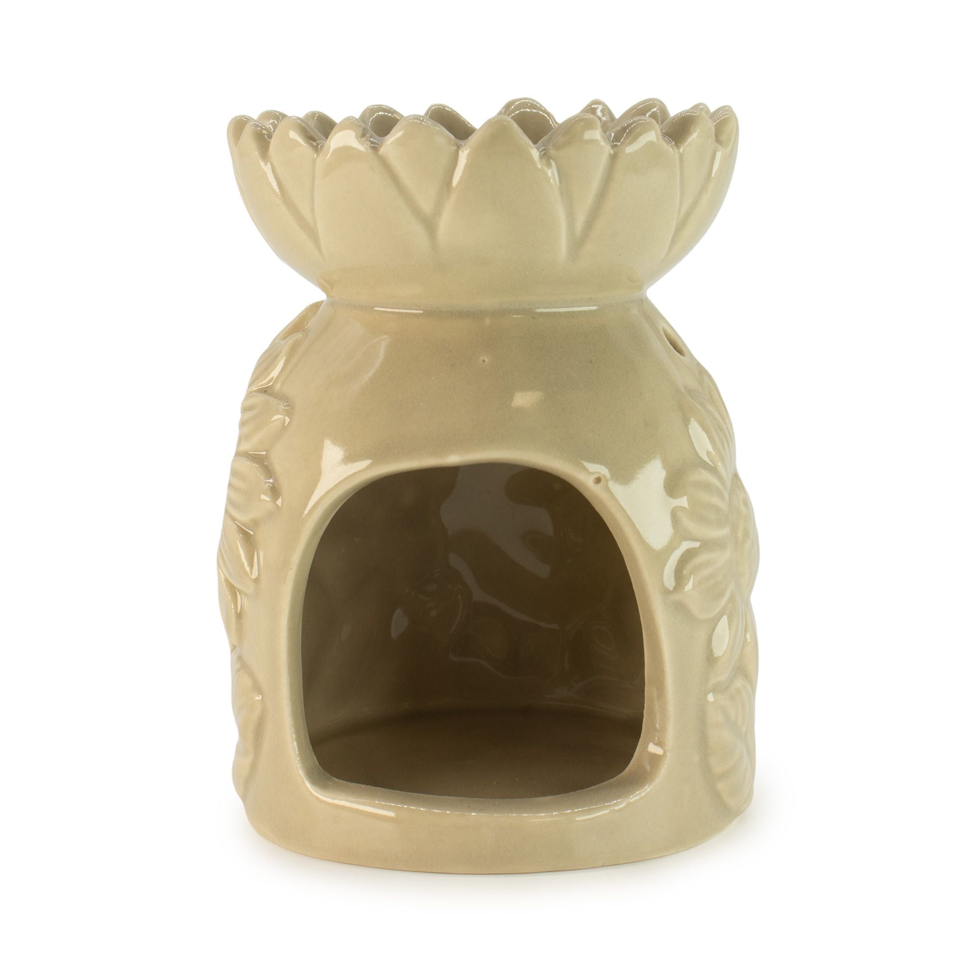 Ceramic Sunflower Oil Burner – Pastel Beige – oil burner, main product view