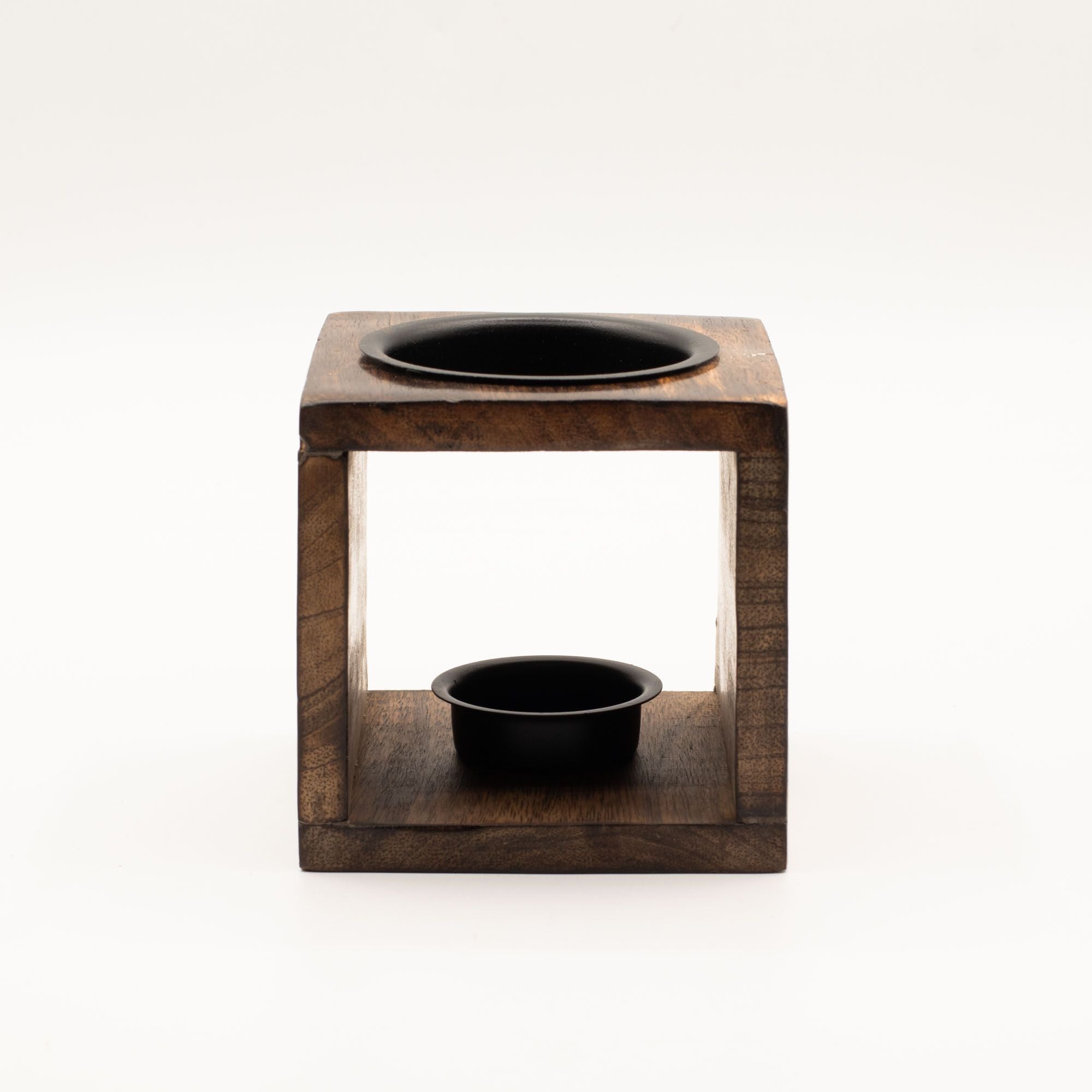 Square Mango Wood Oil Burner – Flower of Life – oil burner, main product view