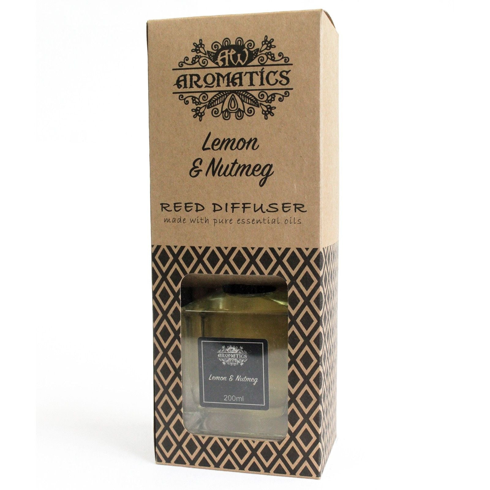 200ml Lemon & Nutmeg Essential Oil Reed Diffuser – reed diffuser, alternate product view 3