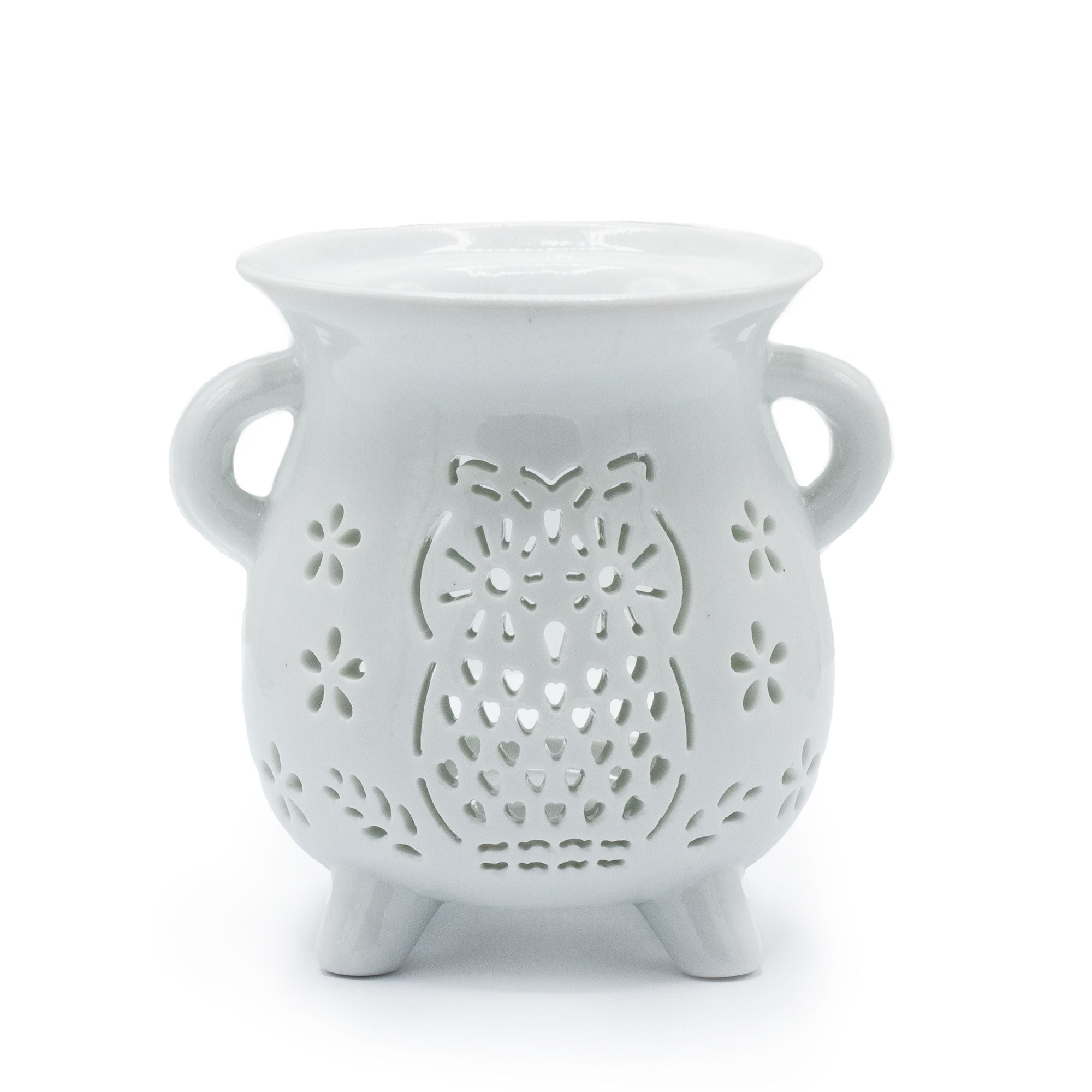 Caildren Oil Burner – Owl – White – white oil burner, alternate product view 2