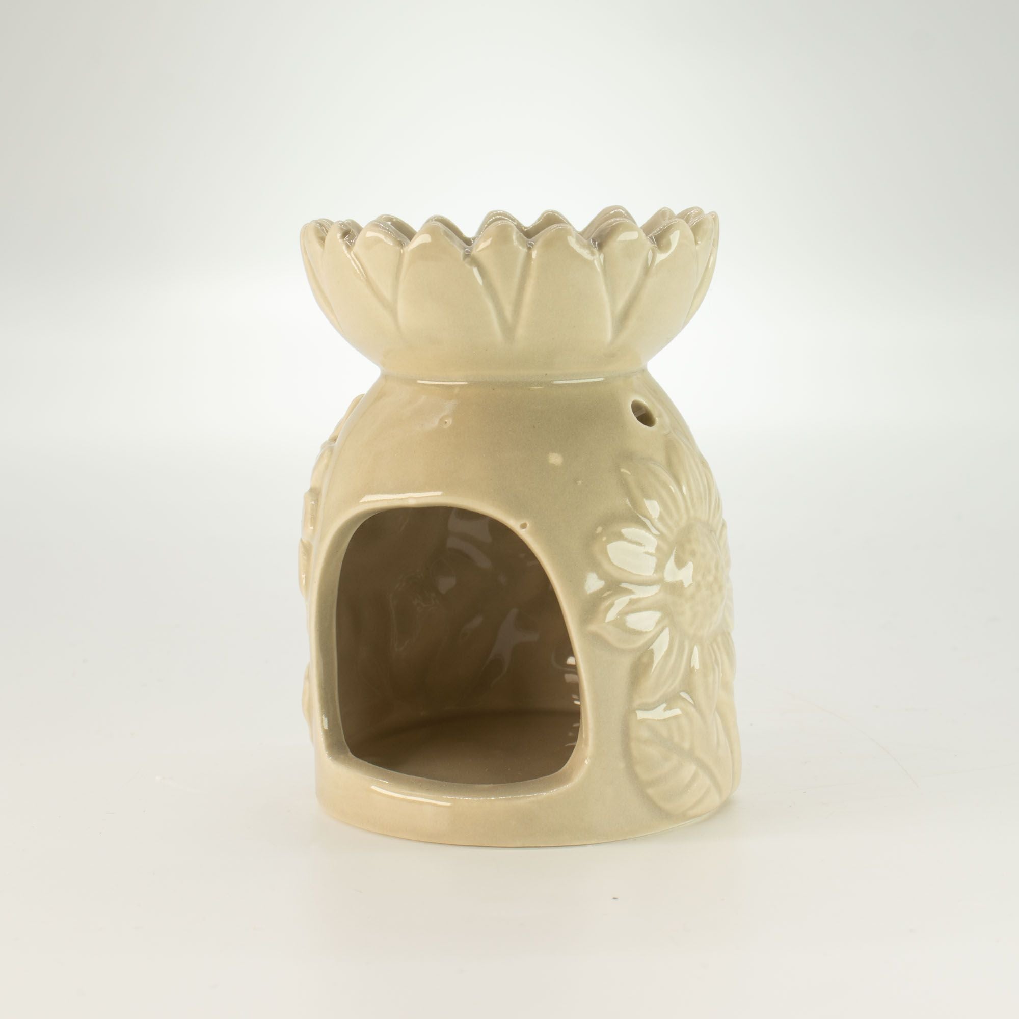 Ceramic Sunflower Oil Burner – Pastel Beige – oil burner, alternate product view 3